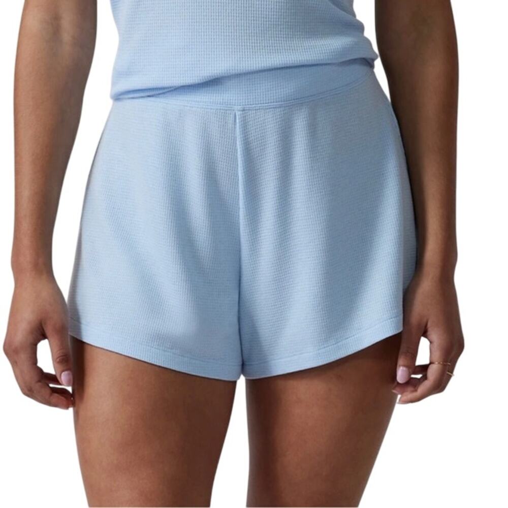 Athleta Wind Down Sleep Shorts Waffle Knit Light Blue Women's Size XS NWT